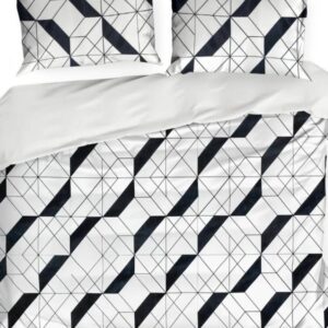 Pościel Eurofirany 160x200cm – wzór geometryczny GEO01 (biało-czarna)
